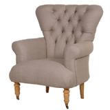 Cruella Beige Linen Buttoned Armchair